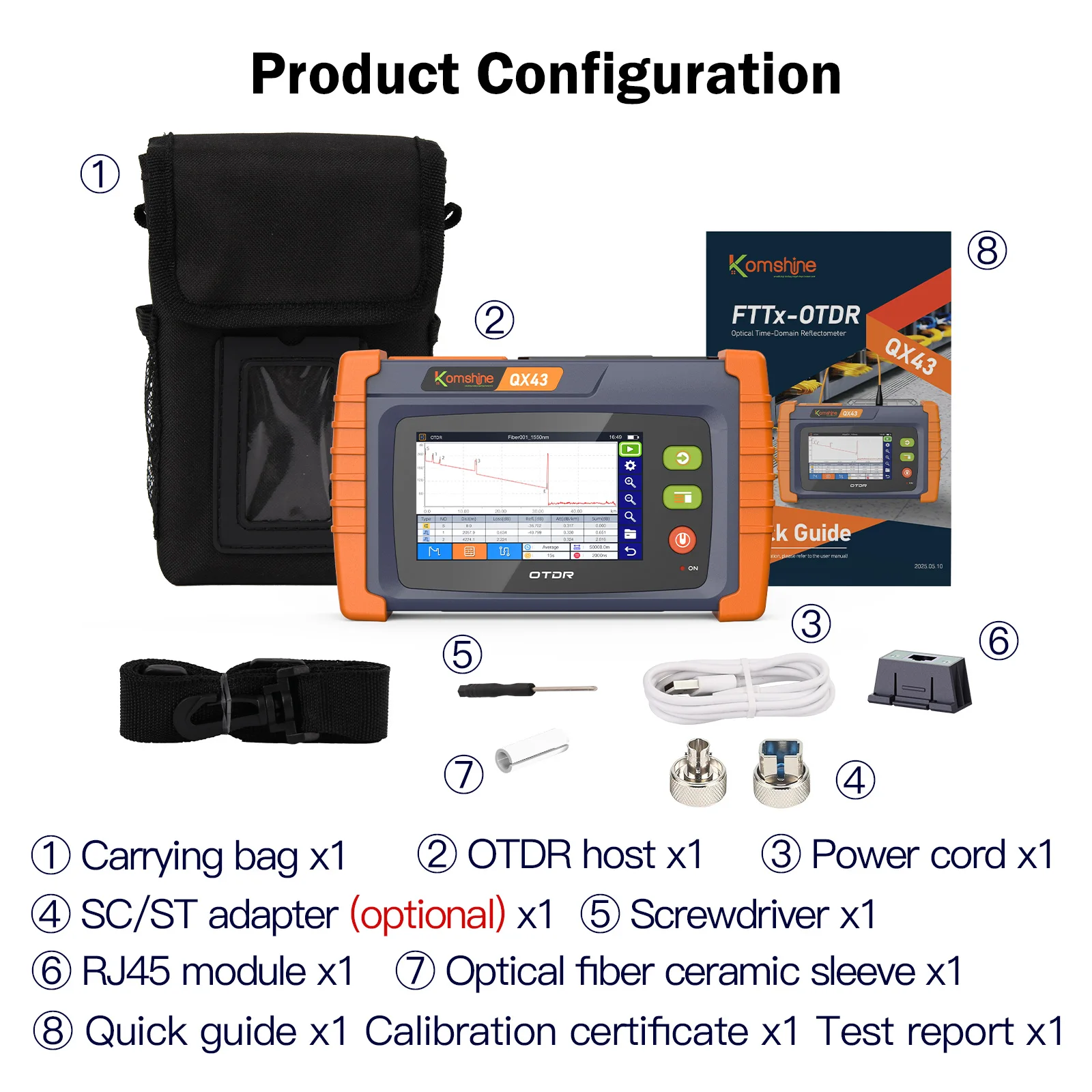 3 Years Warranty 4.3 Inch Touch Screen SM OTDR 6000mAh Battery Built-in OPM VFL OLS RJ45 Function for Fiber Optic Testing