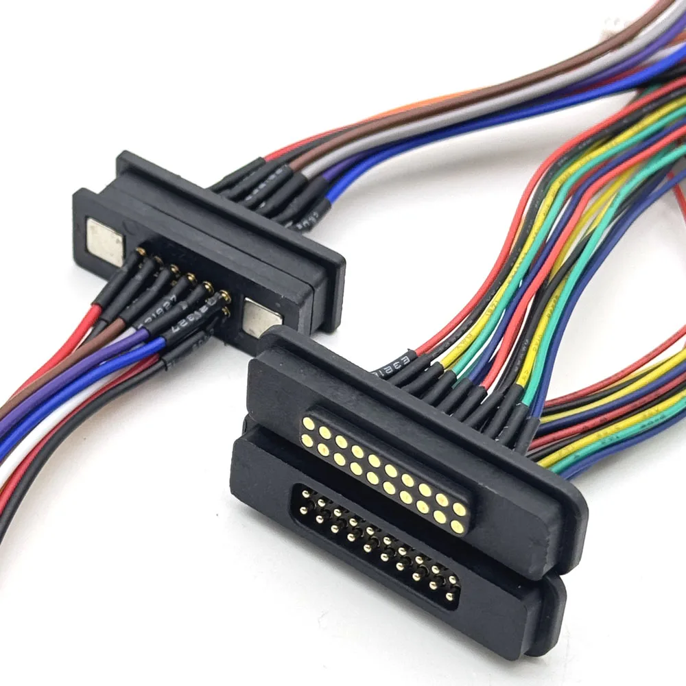 1 زوج 12Pin 20Pin تيار مستمر المغناطيسي بوجو دبوس موصل 2A Pogopin ذكر أنثى مع كابل الربيع تحميل تيار مستمر مقبس الطاقة مع محطات