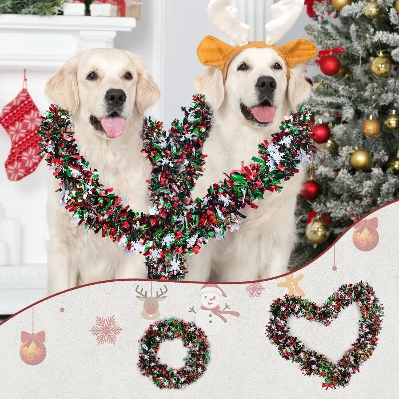 2M Weihnachten Schneeflocke Lametta Girlande Weihnachtsbaum Dekoration Weihnachten Metallic Twist Girlande Decke Hängen Neujahr Party Dekor – Detail 4