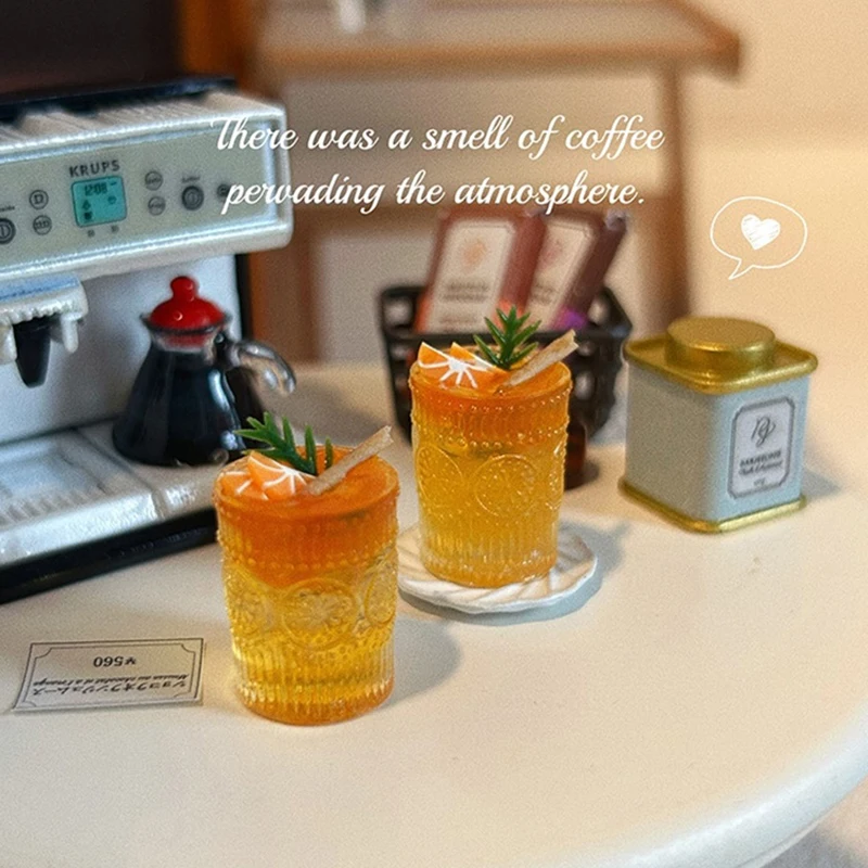 1:12 인형의 집 미니어처 음료 컵, 오렌지 C 시나몬 차 음료 음식 음료 컵, 음료 장식 모델, 주방 장난감 장식 선물