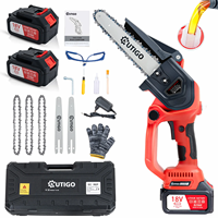 OUTIGO Battery Chainsaw, 8 Inch Chainsaw, 6000mAh Mini Cordless Chainsaw, 4 Chains 3 Guides 2 Batteries