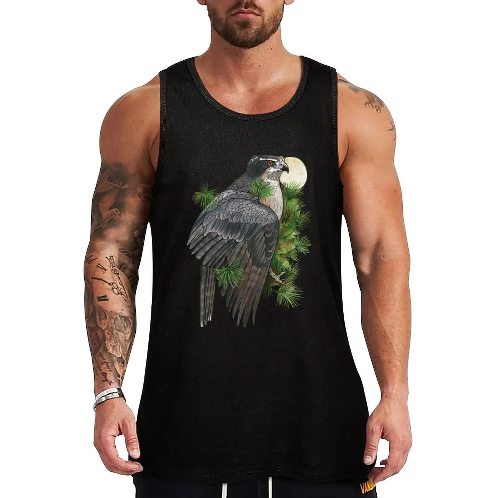 

Northern Goshawk in Pines Tank Top sports vest Men's vest gym clothing men anime t-shirts