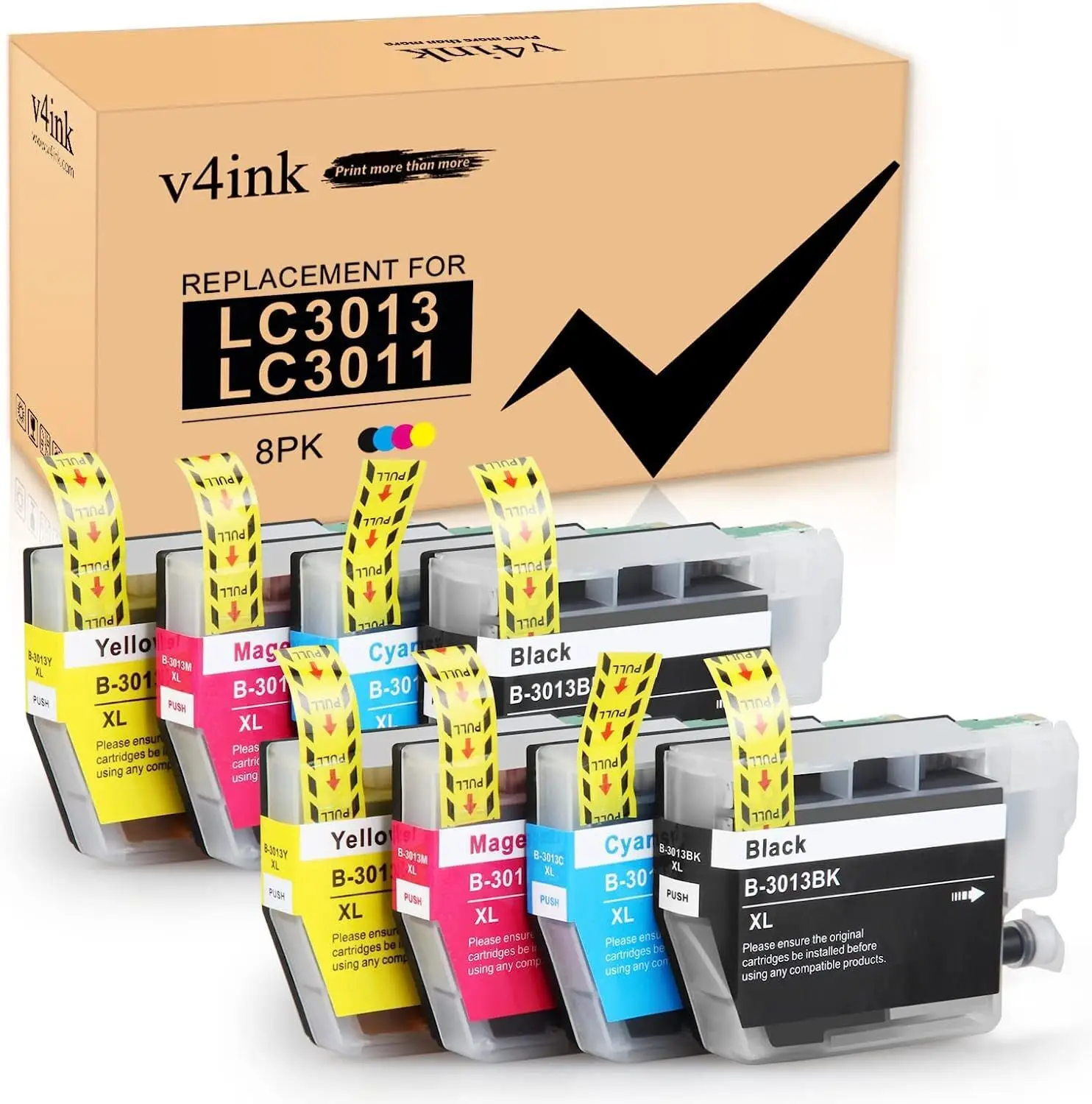 V4ink 8PK LC3013 Ink Cartridge for Brother LC-3011 MFC-J497DW MFC-J895DW J491DW