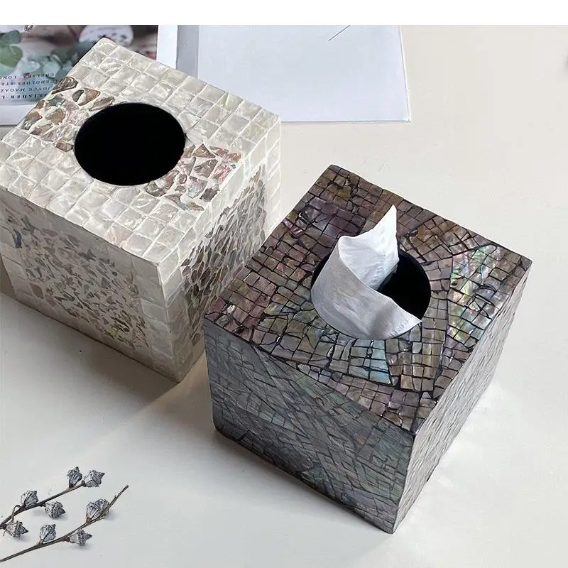 

Light Luxury Shell Tissue Box Household Creative Extractable Tissue Box Napkin Paper Box Living Room Table Decorative Ornaments