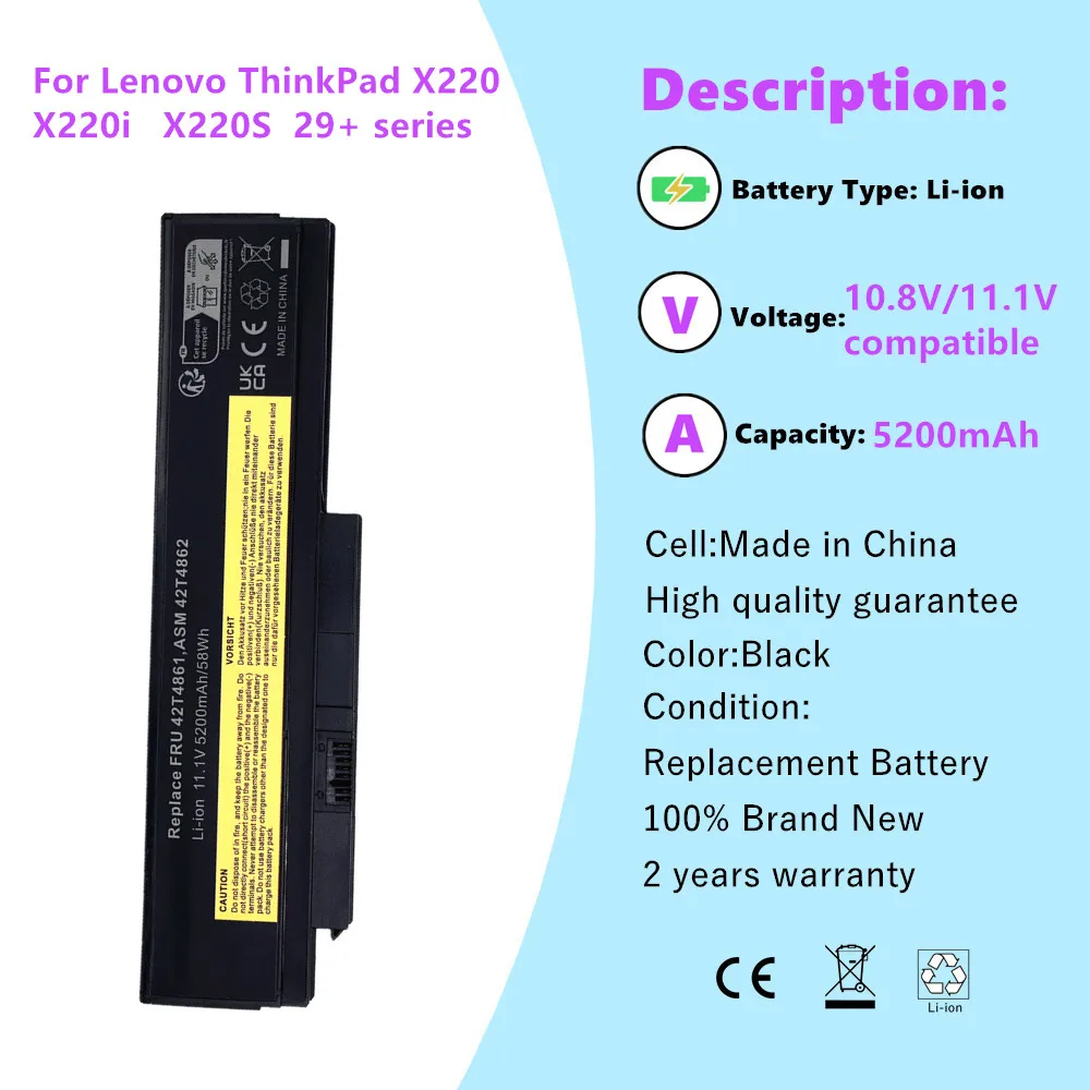 New Laptop Battery For Lenovo Thinkpad X220 X220I X220S 42T4861 42T4862 42T4863 42T4865 42T4866 42T4867 42T4875 42T4876 42T4901