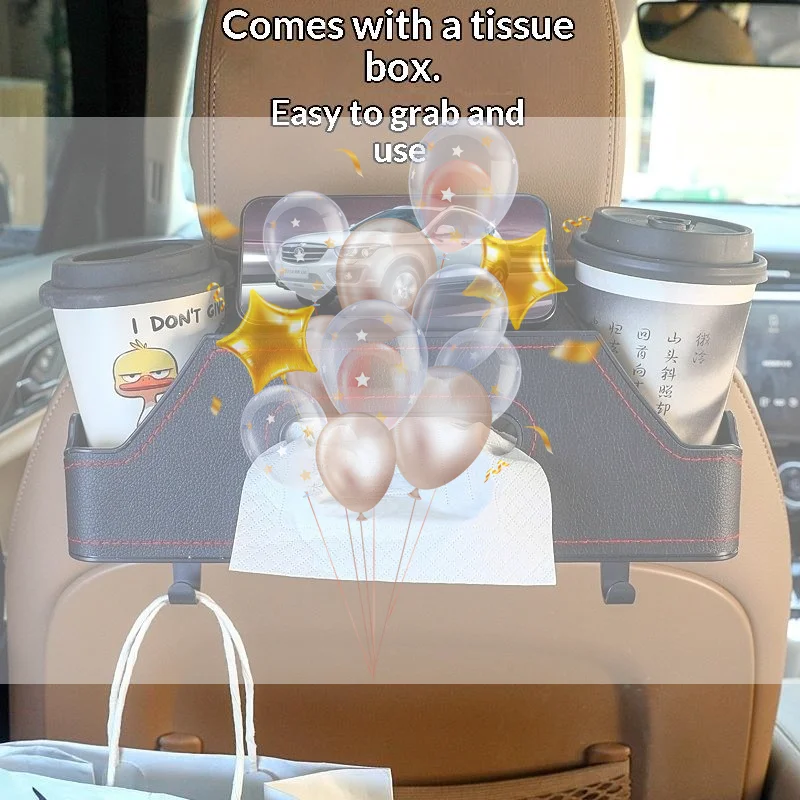 1Pcs Universal Car Seat Organizer with Tissue Holder Double Layer Storage Box for Auto Interior Organization