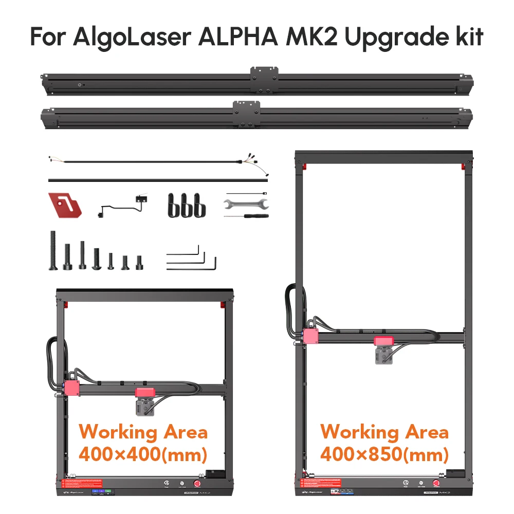 400X850mm Engraving Area Expansion Kit For Upgrade AlgoLaser Alpha MK2 20W Y Axis Expand Working Area Laser Engraver Accessories