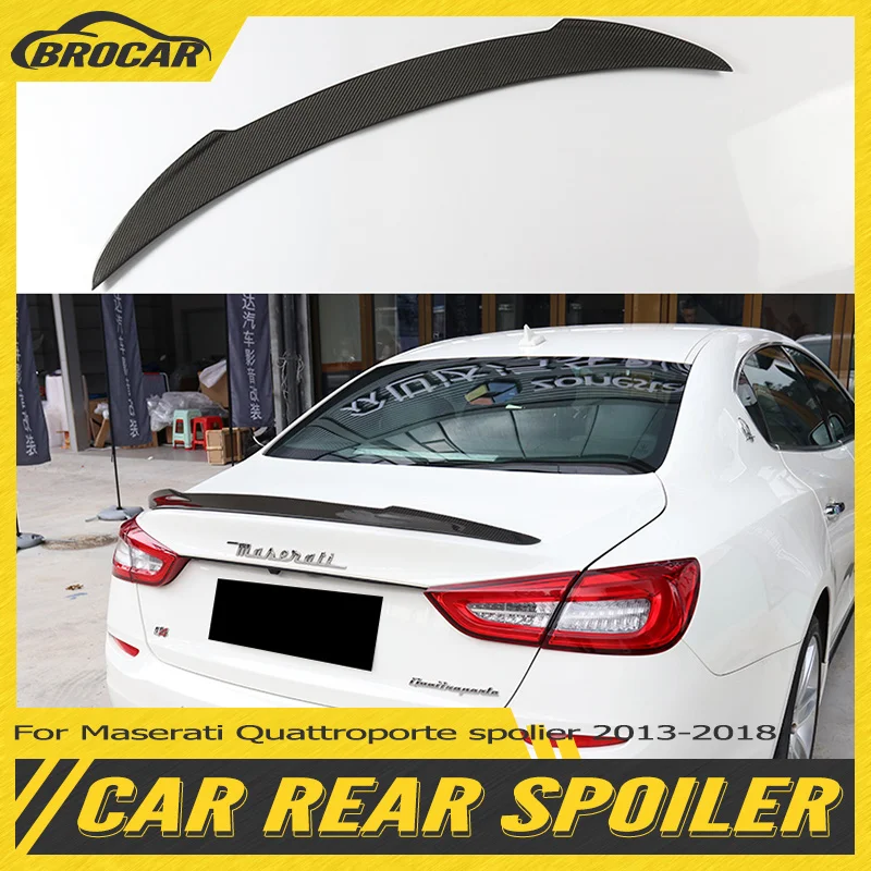 For Maserati Quattroporte 4 Door Sedan 2013 2015-2018 FRP/Real Carbon Fiber Spoiler Car Rear Trunk Spoiler Splitter Tuning Kit