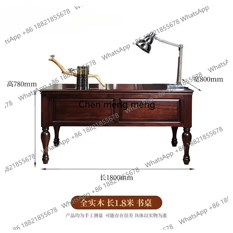 American all-solid wood desk and chair combination home desk walnut European retro 3