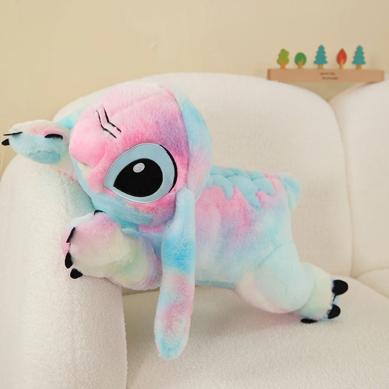 Disney Stitch 2024 Kolorowa pluszowa lalka królik Tie-Dye 60 cm Miękka pluszowa zabawka Kreskówkowa poduszka tematyczna Wystrój pokoju dziecięcego Perfec