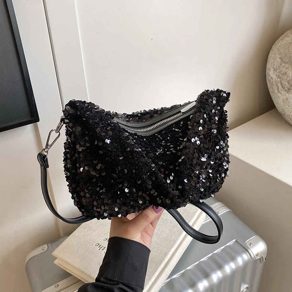 

Women's Party Glitter Bag 2025 New Fashion Versatile Crossbody Bag Single Shoulder Underarm Bag Soft Spice Girl Small Handbag