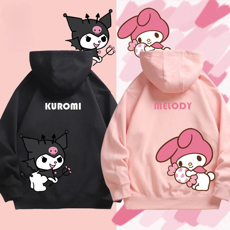 Korean version couple clothing for men and women Kuromi and Melody Cartoon Anime periphery Women hoodie in Spring and Autumn