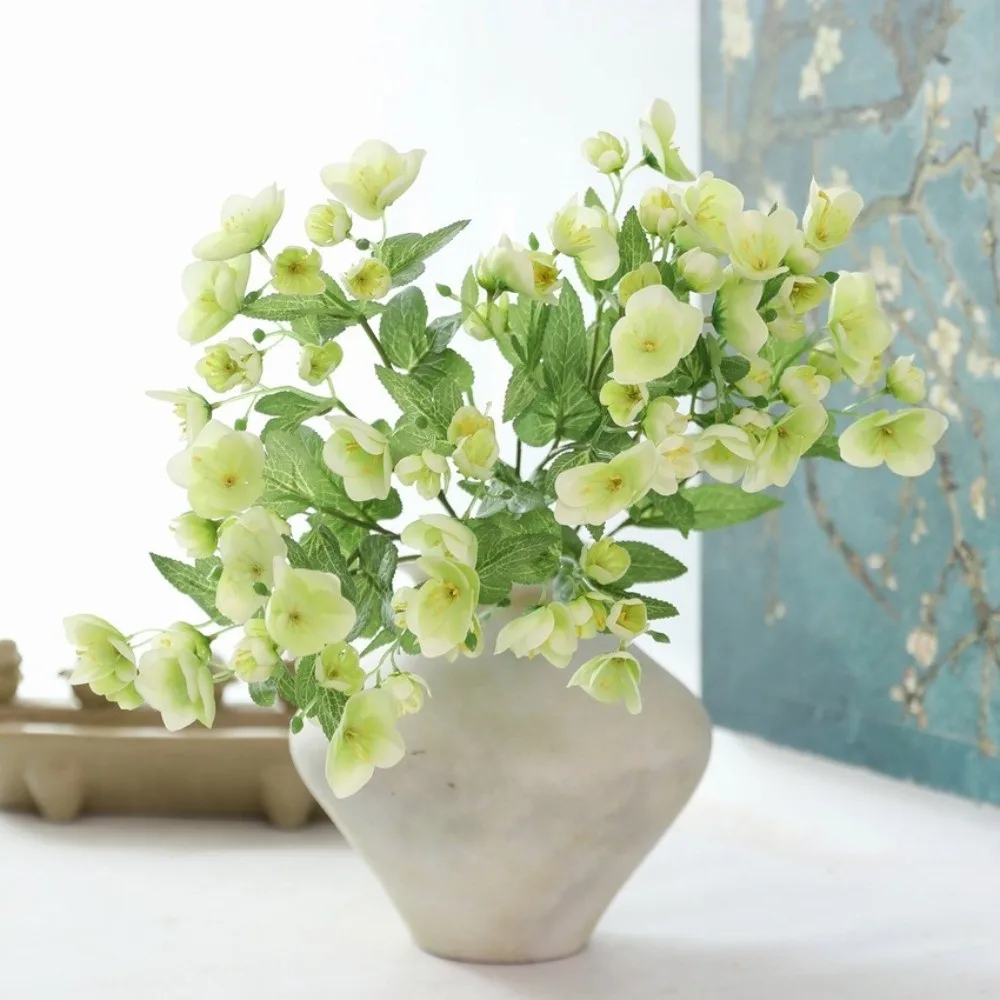 

Lifelike Silk Artificial Flower 55cm Photo Props Silk Winter Roses Hellebore Branches Home Decoration