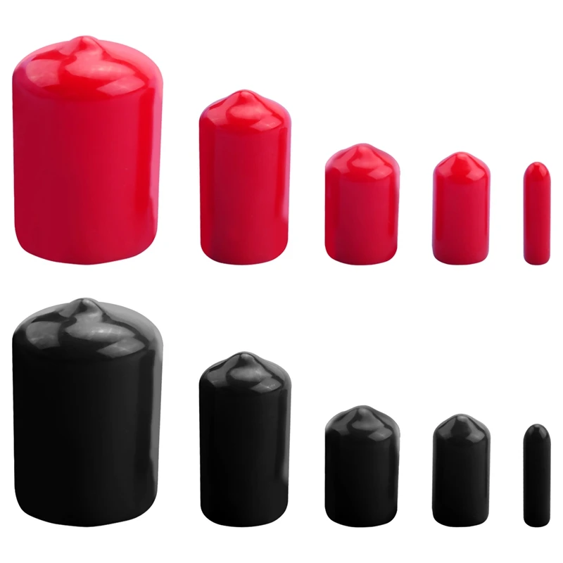 156 Pieces Flexible End Caps Bolt Screw Rubber Thread Protector Cover In 9 Sizes Form 2/25 To 4/5 Inch (Black, Red)