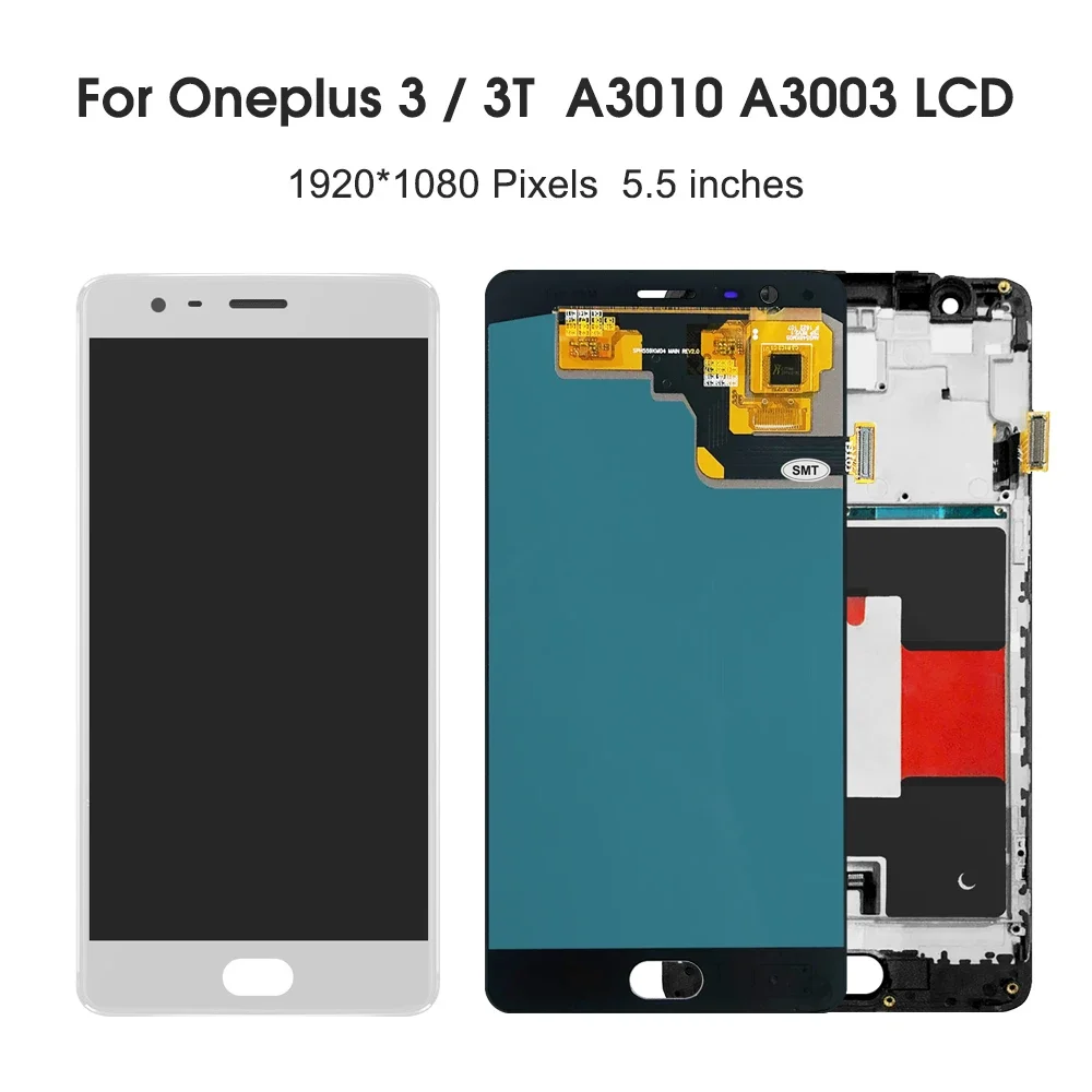 For OnePlus 3 3T 5.5\'\'For  1+3 3T A3003 A3000 SM-A3000 LCD Display Touch Screen Digitizer Assembly Replacement