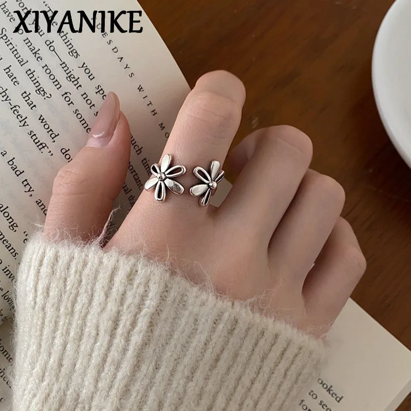 XIYANIKE Vintage Hollow Flower Open Finger Rings For Women Girl Fashion New Jewelry Lady Gift Party Dropship anillos mujer