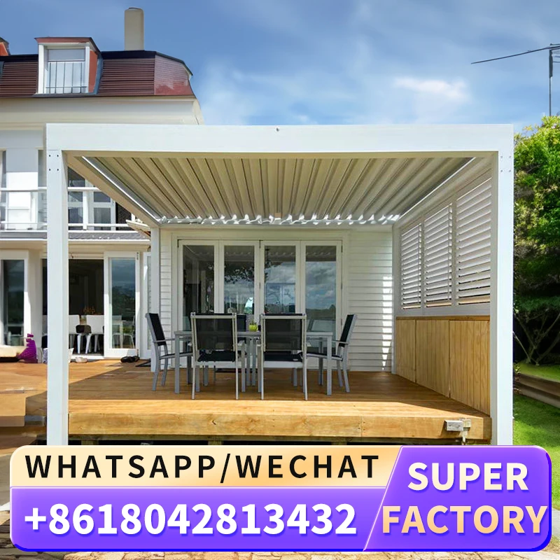 Factory Directly Adjustable Aluminum Pergola Easy-to-Assemble Louvered Summerhouses Rainproof Waterproof Outdoor Garden