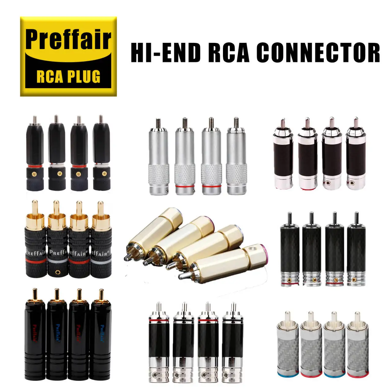 High-End 24K Gold Plated RCA Plug Audio Connector for DIY Speaker Cable Amplifier - 10 Models  R1709 R1729 R1735 R1779 RCA Conne