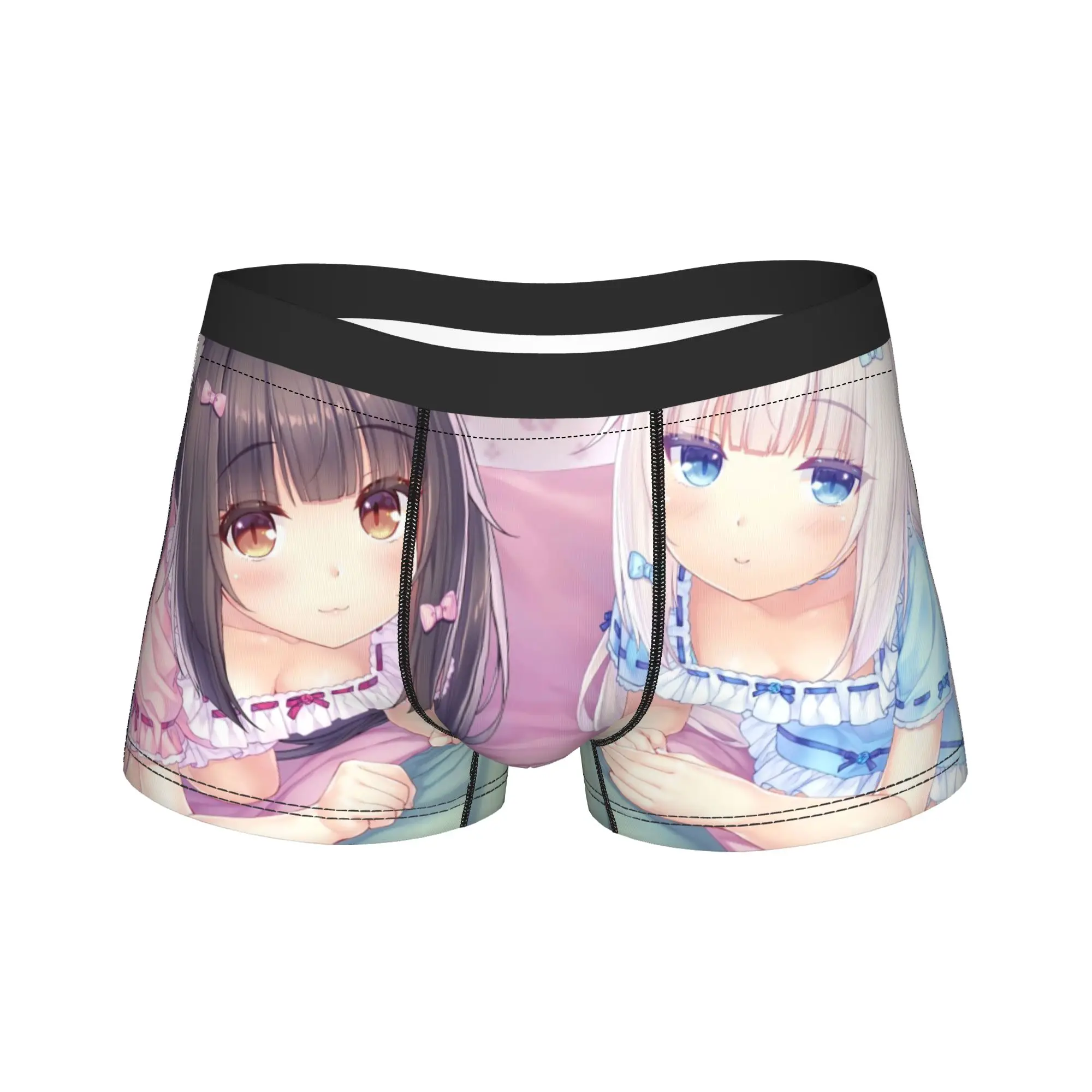 

Funny Boxer Nekopara Japanese Anime Shorts Panties Briefs Men Underwear Chocola Vanilla Mid Waist Underpants for Homme Plus Size