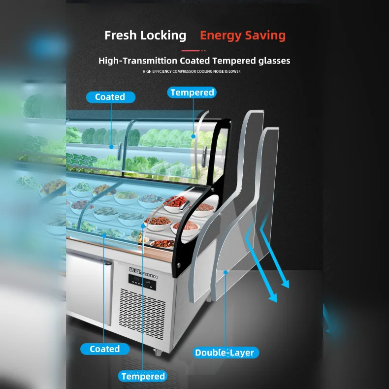 FL Island Style Refrigerated Cabinet Wide View Open Chiller For Grocery Store Frozen Fruit Vegetable Display Merchandising Unit