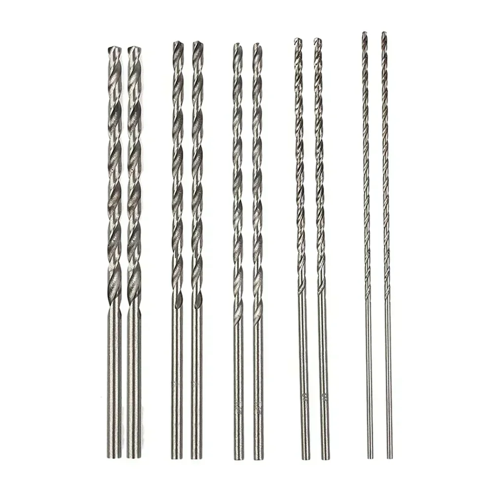 10pcs 150mm Extra Long HSS High Speed Steel Drill Bit Set Straight Shank Auger Bits For Rotary Tool 2mm 3mm 3.5mm 4mm 5mm