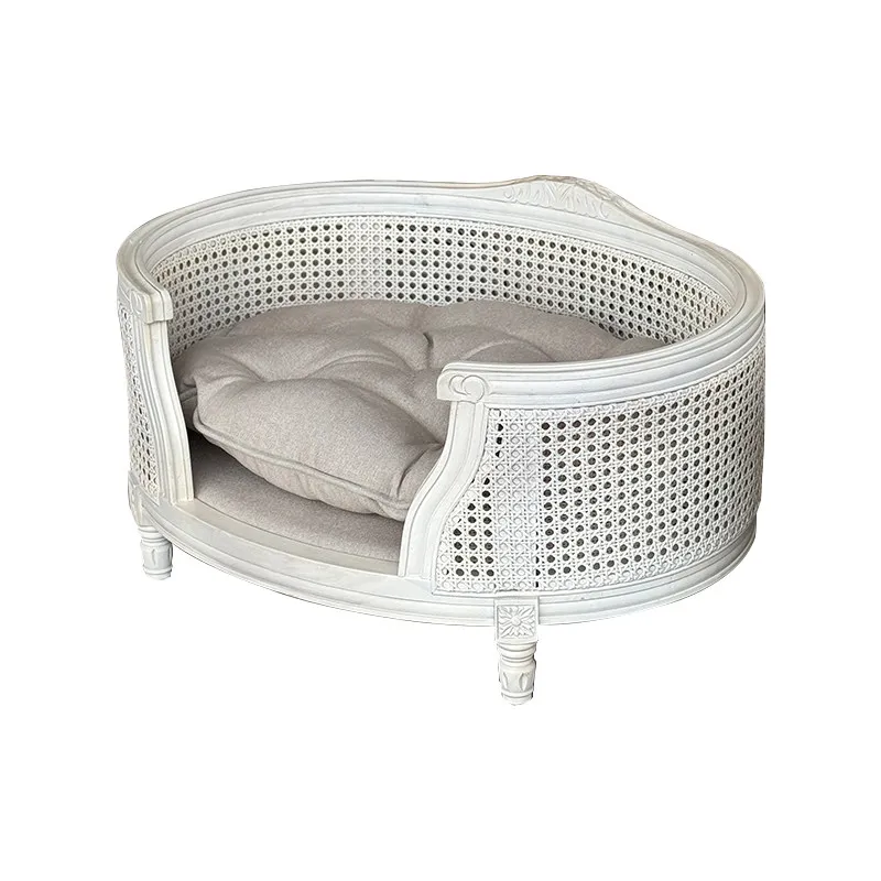 Pet Solid wood sofa bed Cat kennel with mat Internet celebrity Classic retro dog bed Off the ground Small dog