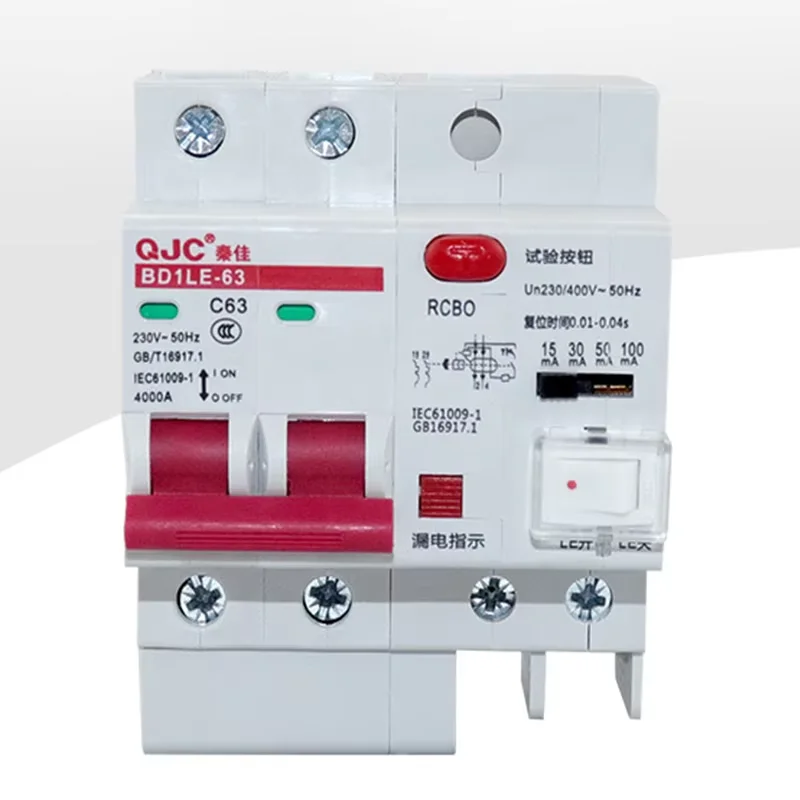 Residual Current Circuit Breaker 15mA 30mA 50mA 100mA Adjustable Leakage Air Switch Protector 2P 220V RCD RCCB Circuit Breaker