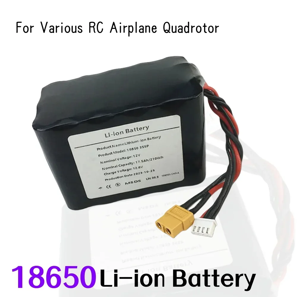 12V 17.5Ah 3S5P High Capacity UAV Rechargeable Li-ion Battery for Various RC Airplane Drone Quadrotor,with Connector XH2.54+XT60