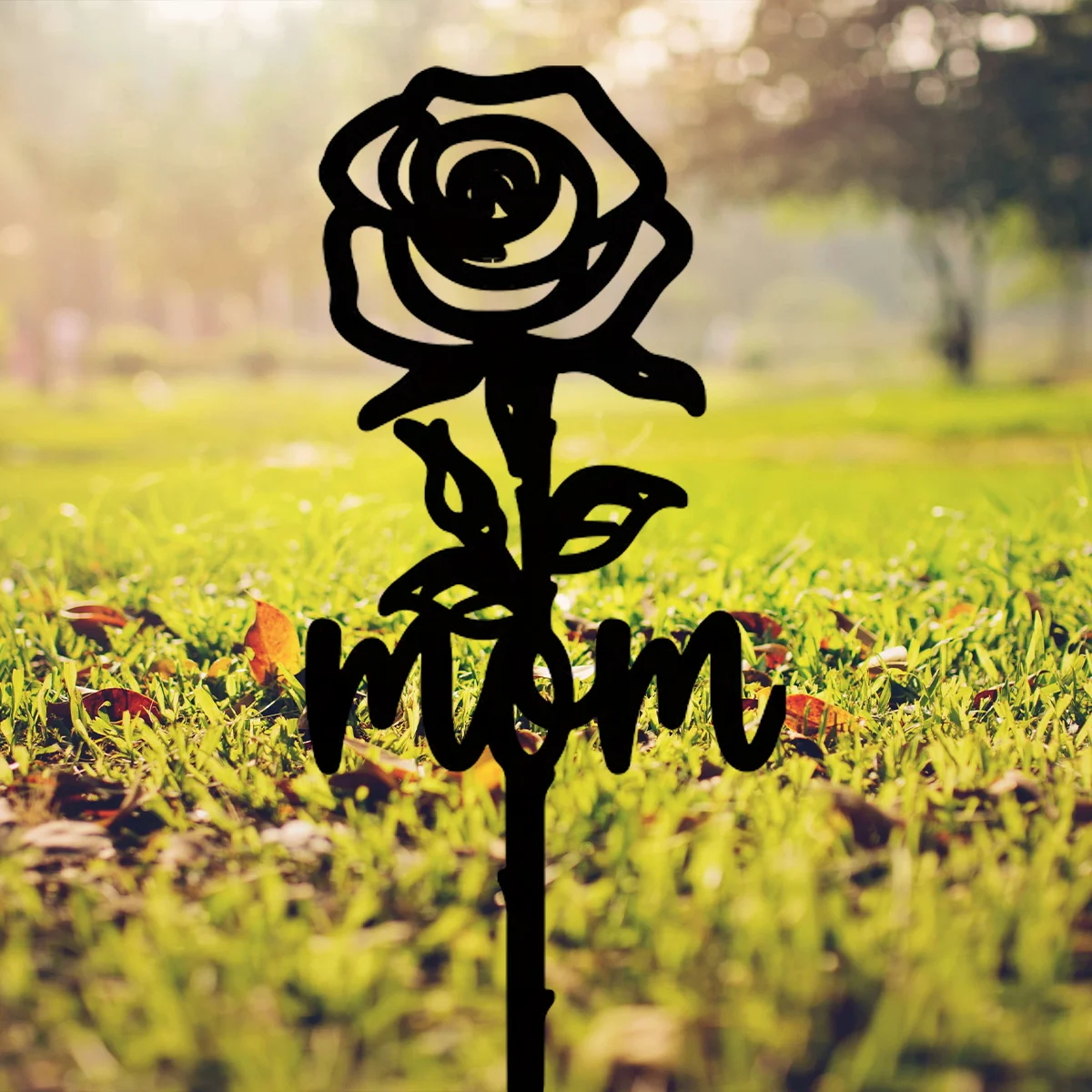 HELLOYOUNG Rose Shaped Memorial Stake Grave Decoration Outdoor Yard Tombstone Plaque Stake Marker Sympathy Garden Stake Waterpro