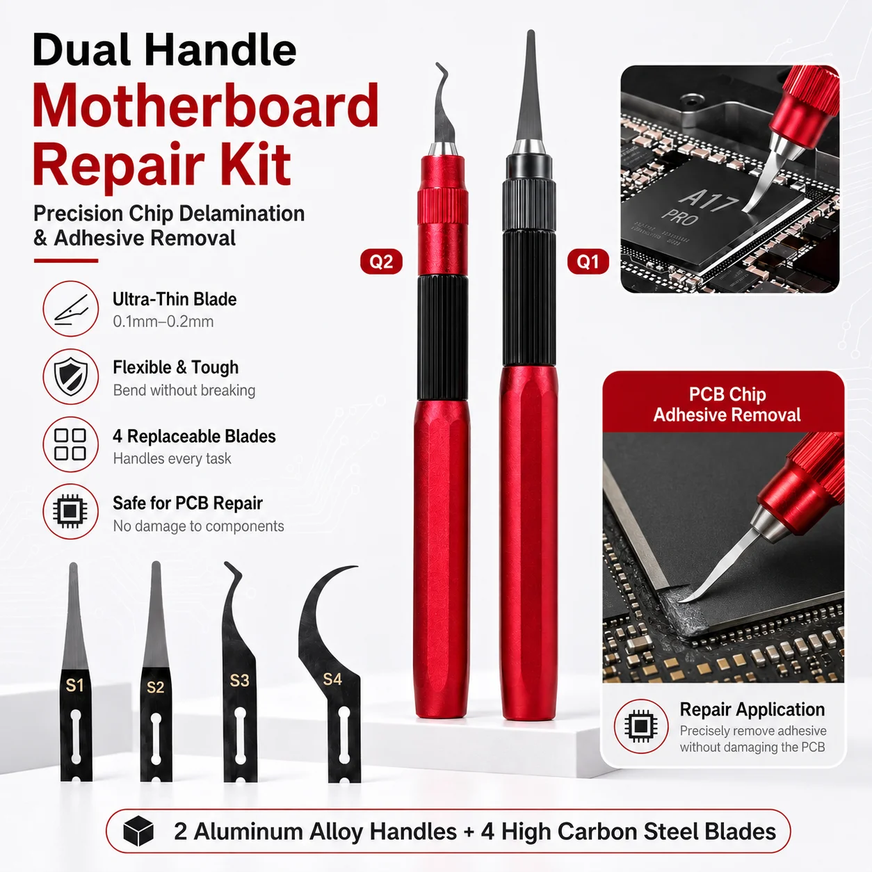 I2C All-in-One Chip Repair Kit CPU Pry Tool HDD Adhesive Removal Pry Bar Non-Destructive iPhone Android Motherboard Repair Tools