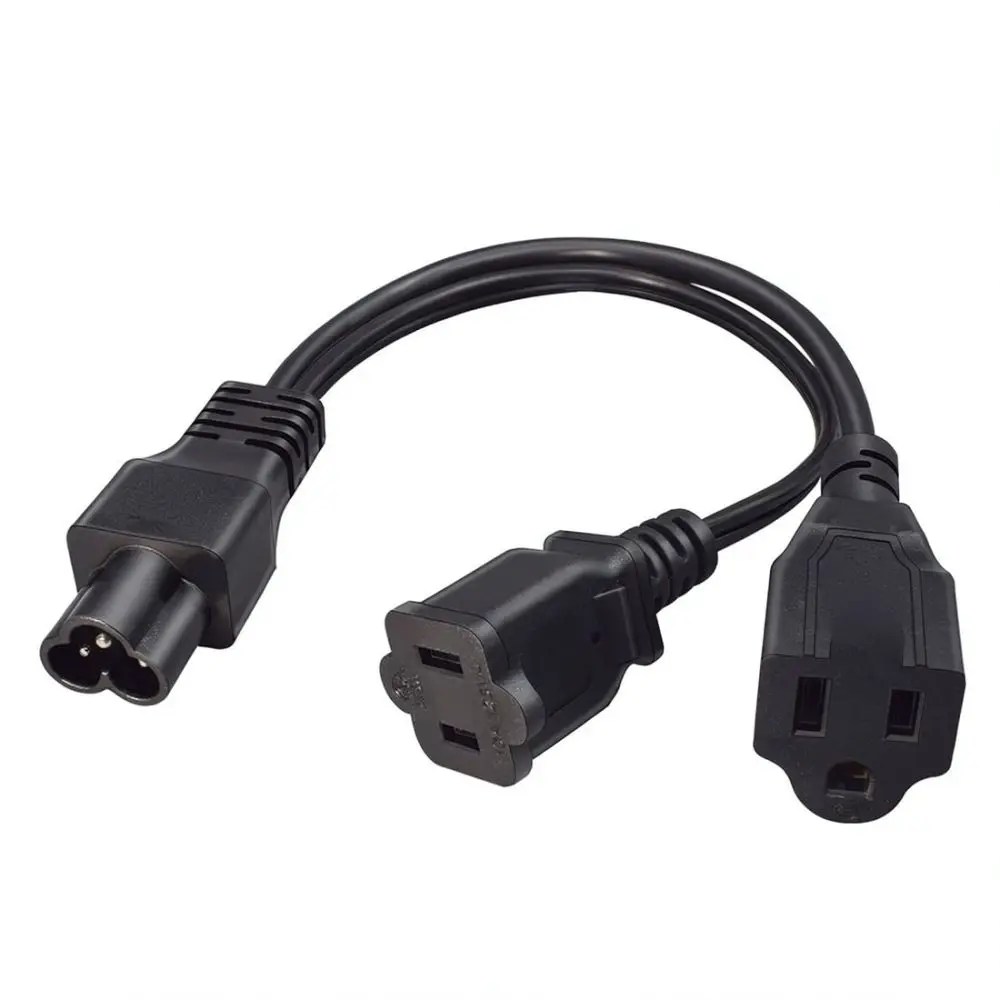 C6 Cloverleaf Power Cord Adapter Cable Nema 1 15R 5 15R Splitter Extension Connector For Desktop Office Electronic Equipment