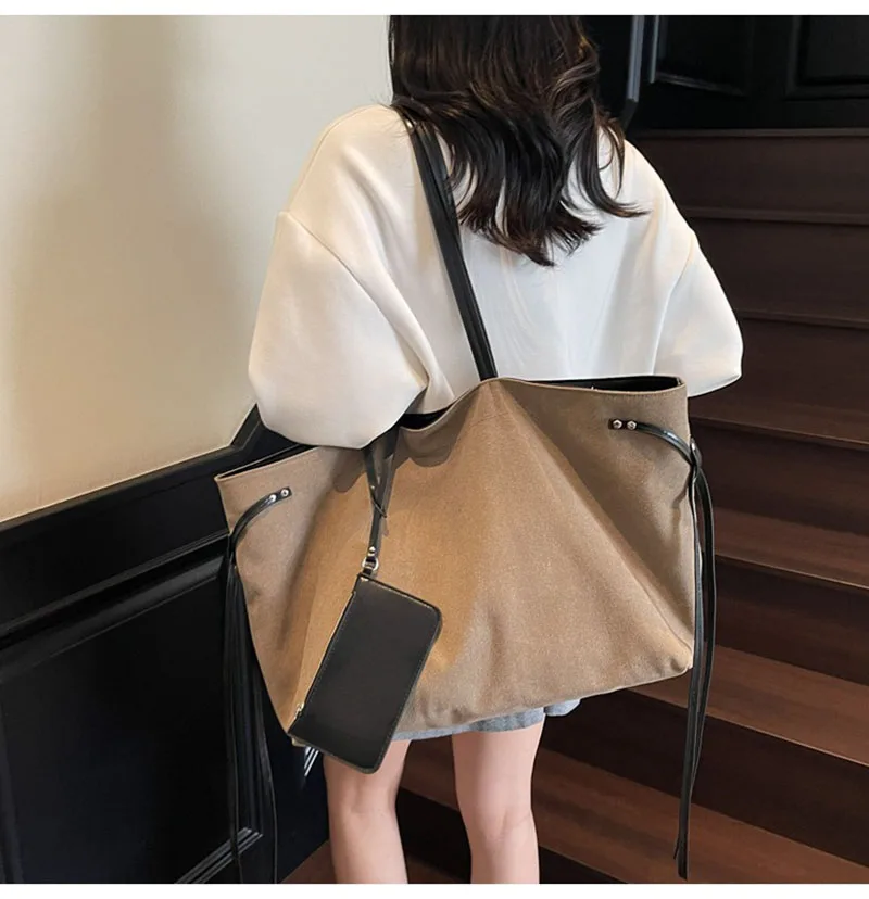 

Композитные сумки для поездок на работу для женщин, новые повседневные 2 сумки/компл., сумка через плечо, кошелек-шоппер, женская большая вместительная холщовая сумка-тоут, женская сумка