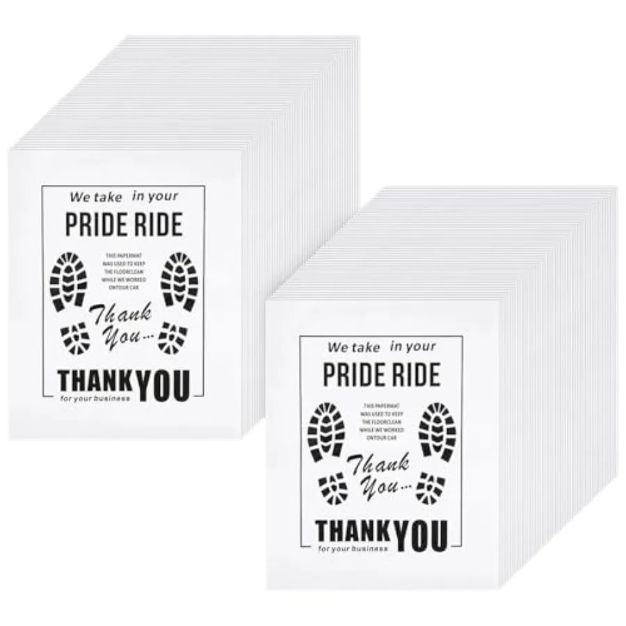 500 Pcs Disposable Paper Floor Mats for Cars 20×16 Auto Vehicle Floor Covers with Footprint Words White Floor Pads for Cars Int