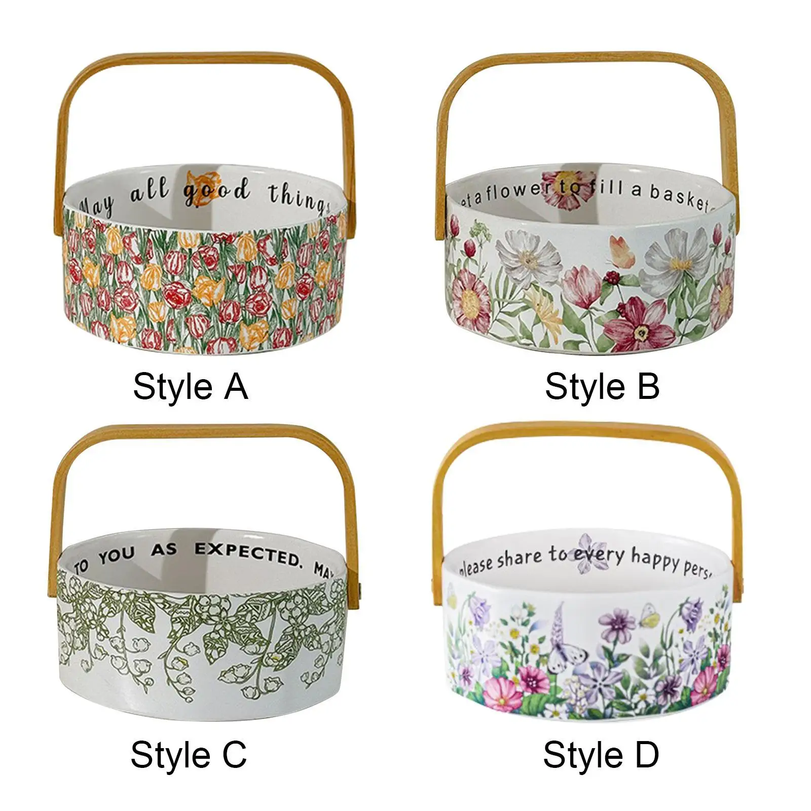 Ceramics Fruit Basket Porcelain Display Basket for Farmhouse Kitchen Decor