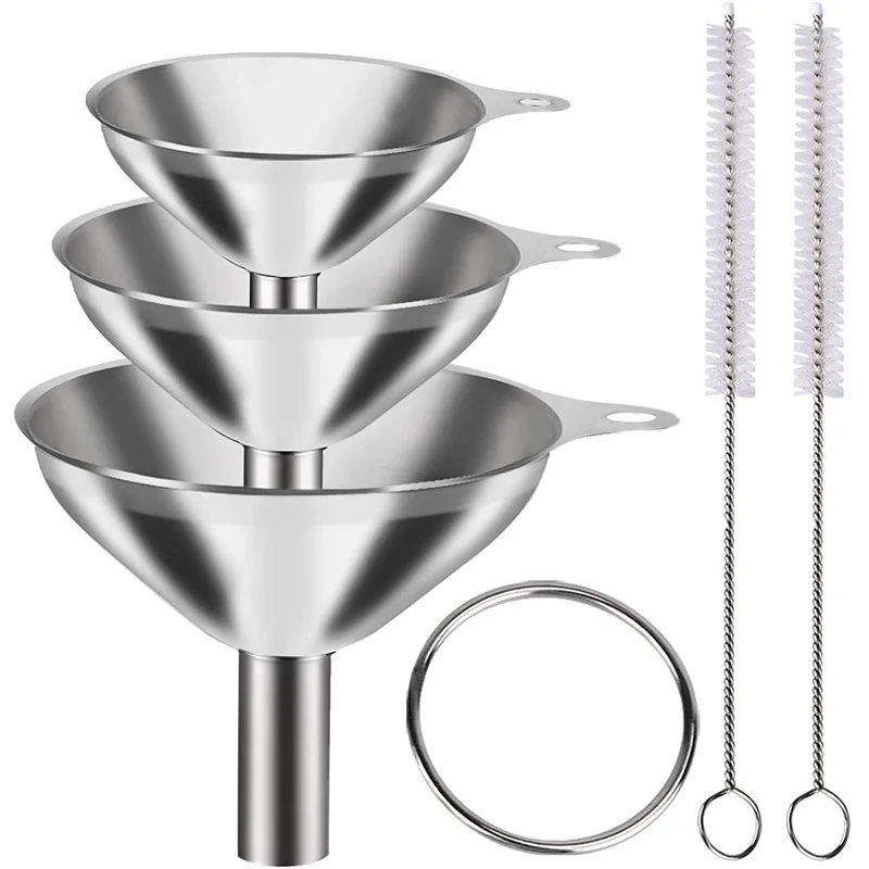 3/5 Pcs Stainless Steel Kitchen Funnels Set Food Grade Metal Funnels for Filling Bottles Small Funnels for Essential Oil Spices