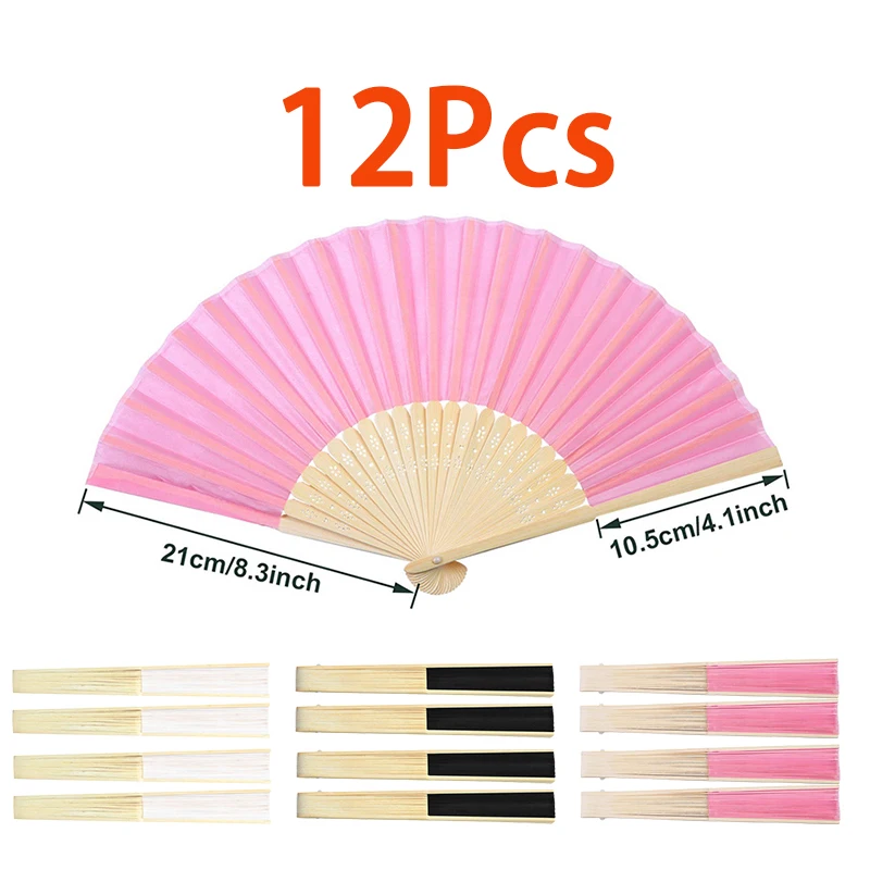 

12Pcs White Foldable Paper Fan Portable Chinese Bamboo Fan Wedding Gifts For Guest Birthday Party Decoration Kids Painting