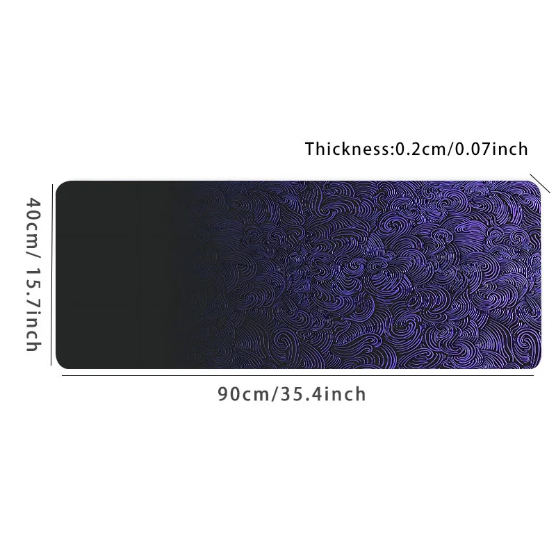 Podkładka pod mysz Purple Wave, estetyczna, duża, e-sportowa, podkładka na biurko pod klawiaturę komputerową z antypoślizgową gumową podstawą i obszytymi krawędziami.
