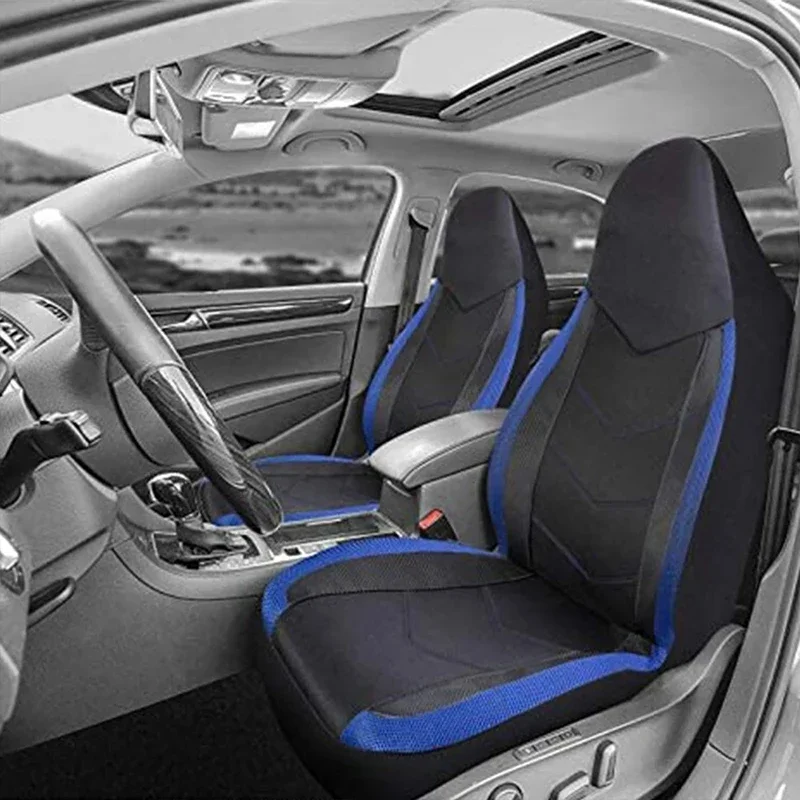 2pcs Universal High Back Car Seat Covers Front Breathable Air Mesh Sandwich Fabric Anti Slip Cushion for Most SUV Truck Van