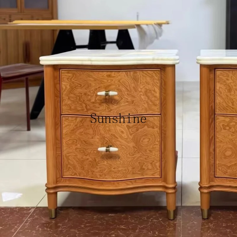 

Medieval Solid Wood Tumor Pattern Bedside Table Household Bedroom Storage Countertop