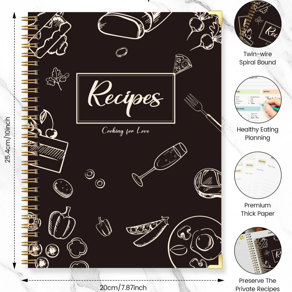 スパイラルバインディング付きレシピジャーナルノート、家族のレ - Cocktail Recipe Book のレビューと価格