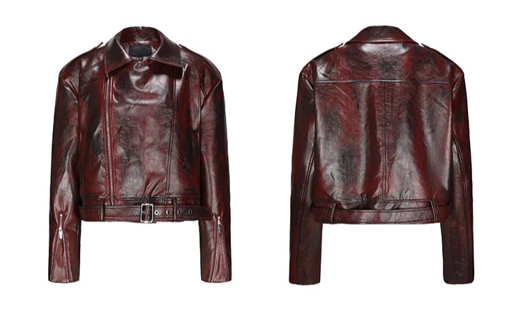 Men's 2025 Spring Autumn New Fashion Short Jackets Locomotive Leather Jacket Lapel Loose Zipper Long Sleeve Faux Leather Coats