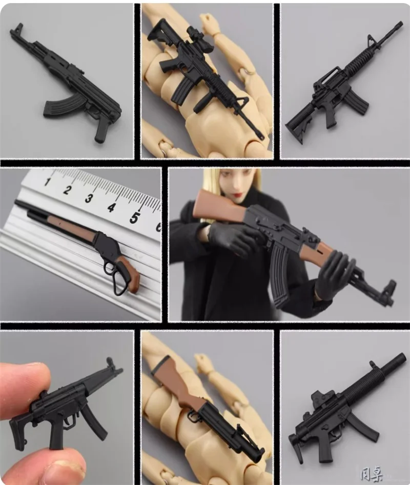 

1/12 Scale Soldier Weapon AK47 P90 M4A1 M1887 MP5 Submachine Gun Plastic Static Model Toy For 6'' Action Figure In Stock