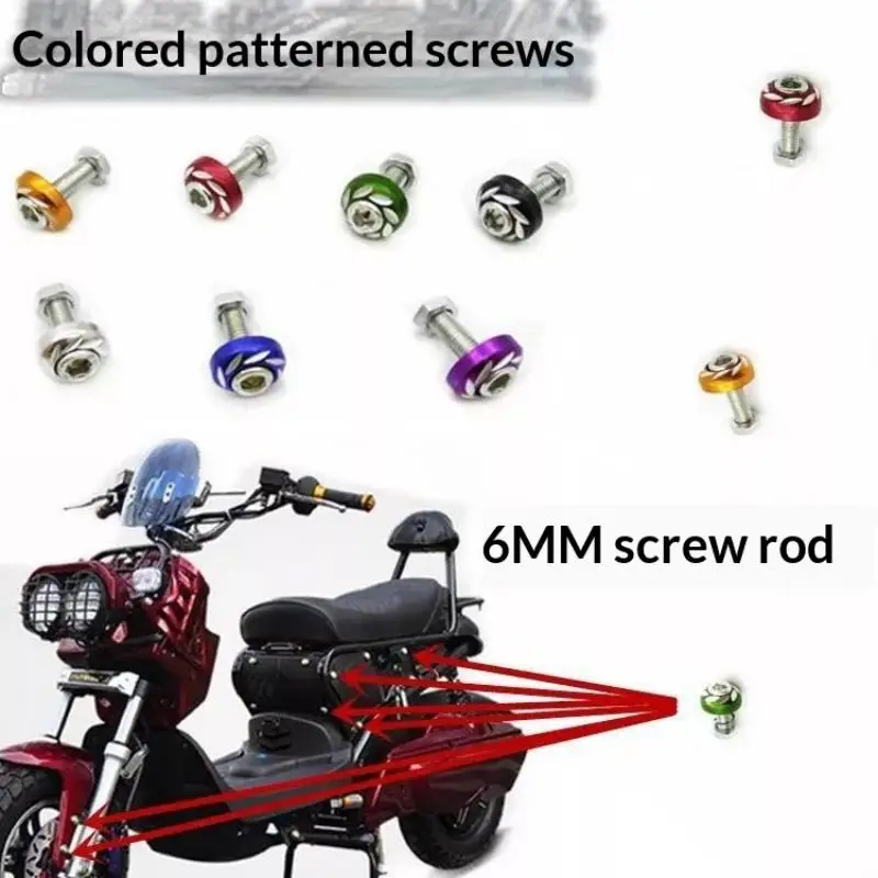 100Pcs Aluminum Alloy Motorcycle License Plate Screw Colorful Decorative Bolts Anti Rust Fastener For Electric Bike Motorbike