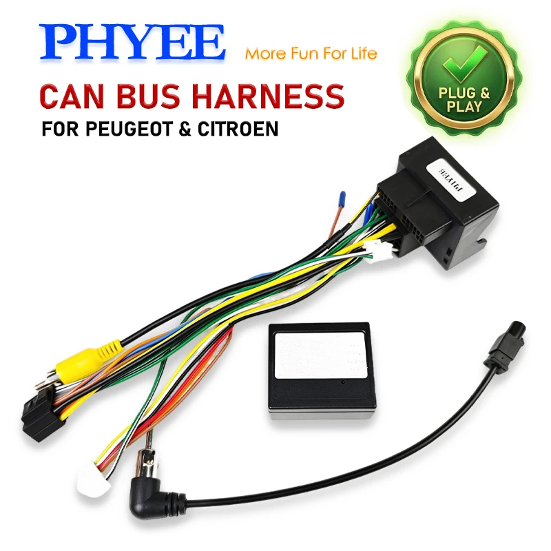 CAN Bus Wiring Harness Quadlock 40-Pin / RCC 56Pin for Peugeot 308 207 208 2008 Citroen C3 C4 C5, SWC, P&P 16Pin Android Adapter