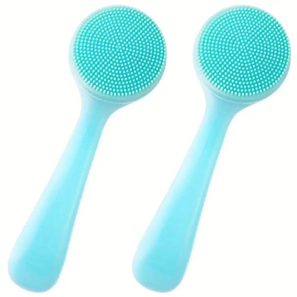 Silicone Facial Cleansing Brush Makeup Residues Removal Manual Face Cleaning Scrubber Cleanser Blue Pink Face Wash Brush