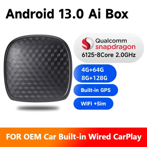 Imagen 1 del producto CarPlay Ai Box 8 + 128G Android 13 Carplay inalámbrico Android Auto QCM6125 CPU de 8 núcleos 4G LTE para VW Audi Kia Fiat
