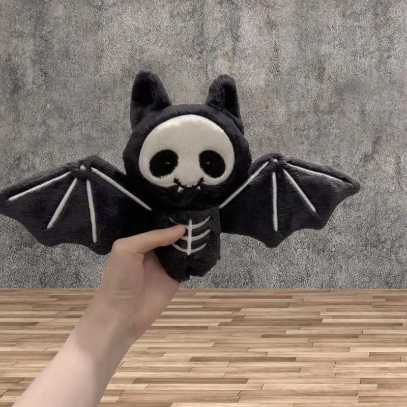 Kawaii Plush Skull Bat Keychain Cartoon Stuffed Doll Toy Bag Pendant Backpack Hanging Decoration Halloween Gifts