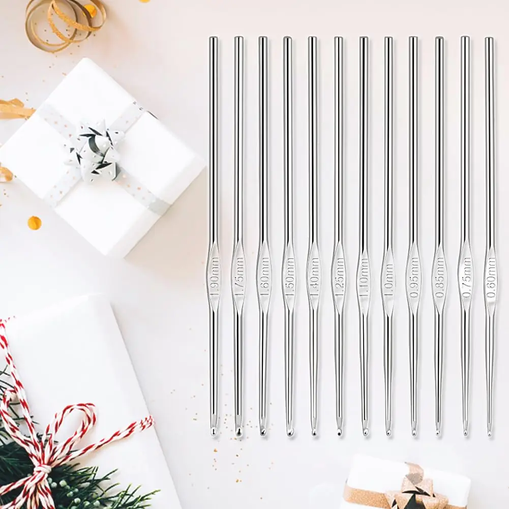 12 قطعة 0.6-1.9 مللي متر الكروشيه السنانير مجموعة صغيرة الحجم إبرة كروشيه الفولاذ المقاوم للصدأ الكروشيه الإبر ل الكروشيه الغزل النسيج أداة #4