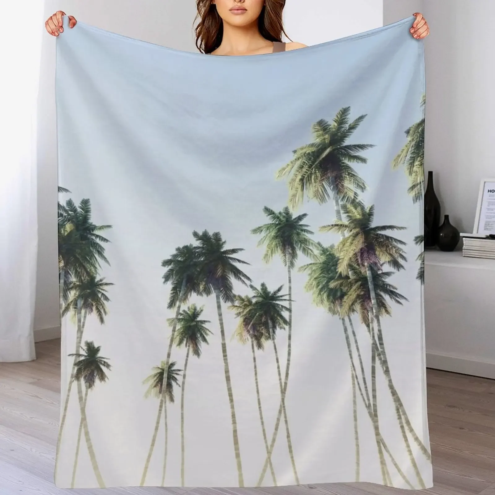 Palm Trees Throw Blanket Warm Comfortable Blanket Gift for Parents Friends