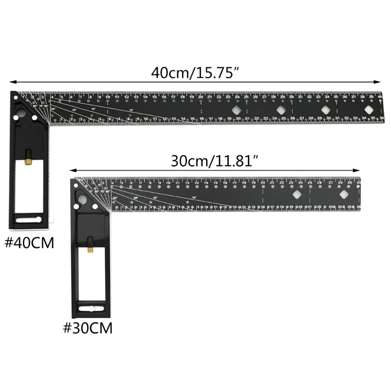 Professional Easy Reads Aluminum Carpenter Square, 12inch/15.7inch Right Angles Measuring Rule Tool Woodworking